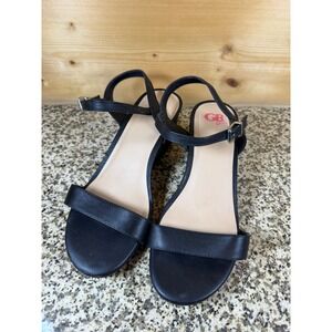 GB girls Black Ankle-Strap Wedge Sandals
